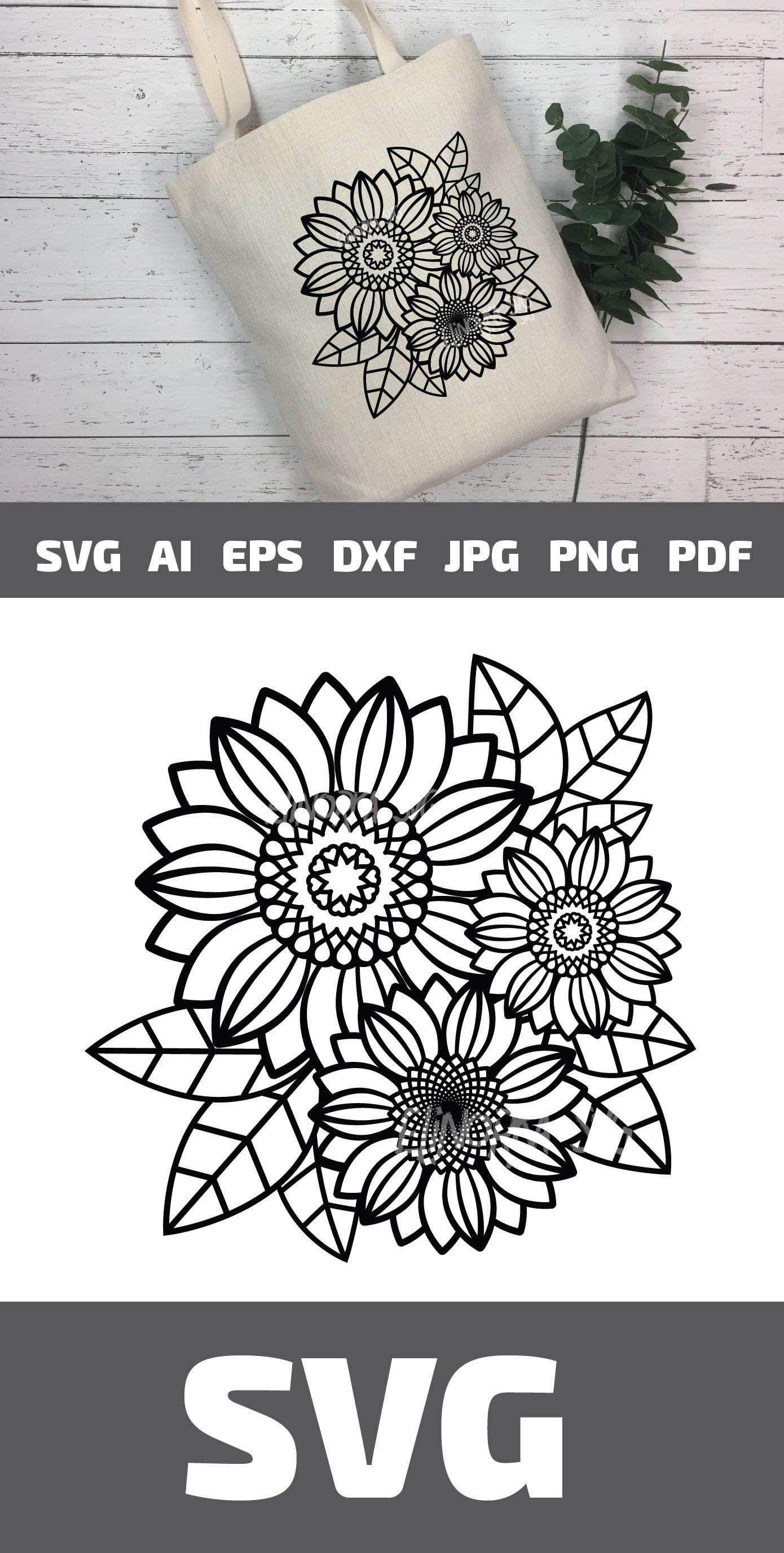 Free Free Sunflower Svg Stencil 923 SVG PNG EPS DXF File