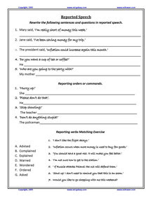 direct and indirect speech past tense exercises