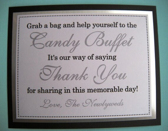 8x10 Flat Black White and Silver Candy Buffet Wedding Reception Sign 
