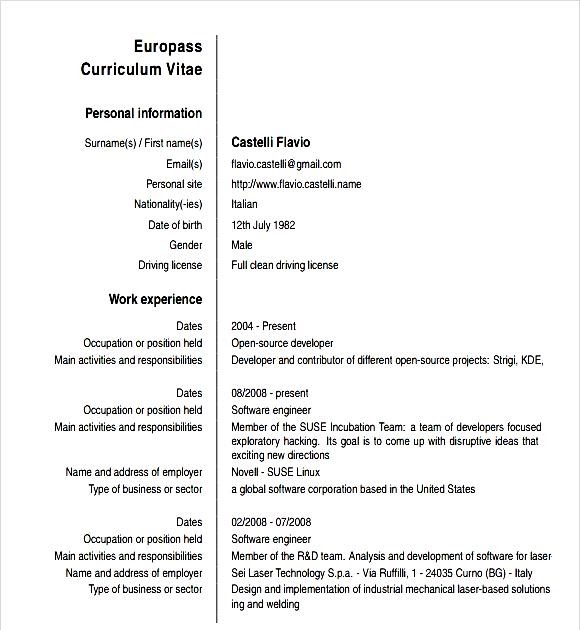 Curriculum Vitae Format Pdf - How To Write A Curriculum Vitae - CV