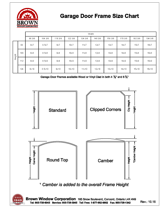 Garage Garage Door Sizes Chart