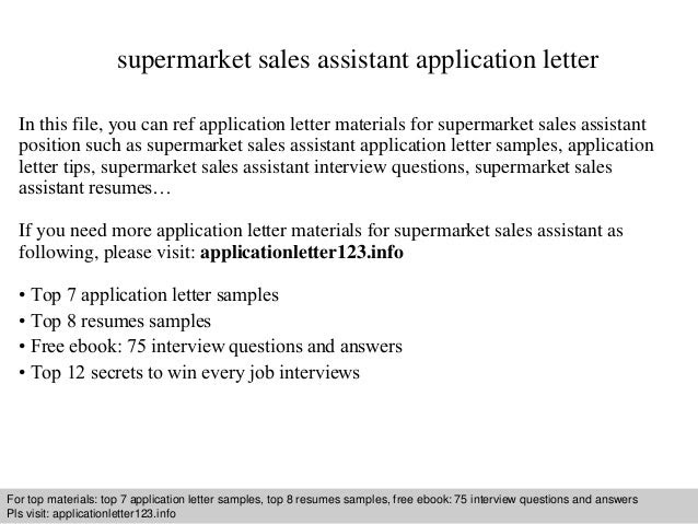 application letter for working in a supermarket