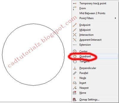 quadrant circle point lingkaran autocad