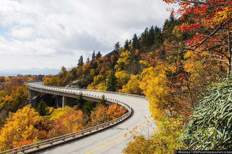 October 21 - Fall colors in full effect at the Linn Cove Viaduct on the Blue Ridge Parkway. October 21 - Fall colors in full effect at the Linn Cove Viaduct on the Blue Ridge Parkway.
