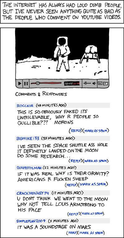 A drawing poking fun at people who comment on YouTube videos.