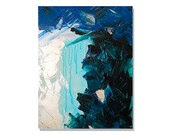 HANGiNG LAKE original abstract modern painting - gallery fine art - contemporary interior design - ooak home wall decor - teal blue - linneaheideart