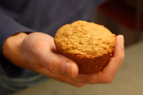 Cornmeal, rye, caraway, molasses muffin by Eve Fox, Garden of Eating blog, copyright 2011