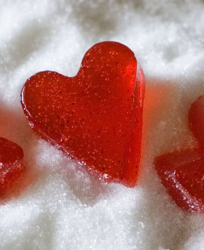 strawberry rhubarb pate de fruit - vanilla bean flecks