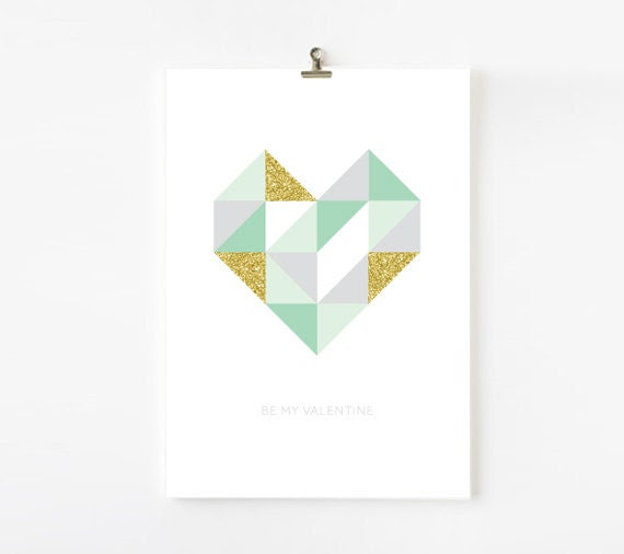 Geometric Heart printable - mint, gold, pink, black, grey - LaFelizCelebrations Geometric Heart printable - mint, gold, pink, black, grey - LaFelizCelebrations