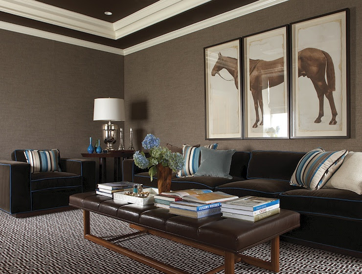 Brown Leather Ottoman Coffee Table - Contemporary - basement
