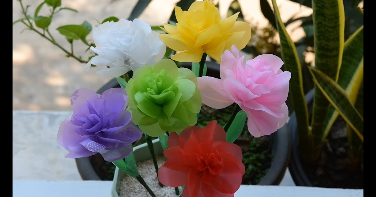 Cara Membuat Bunga Dari Plastik Warna Warni