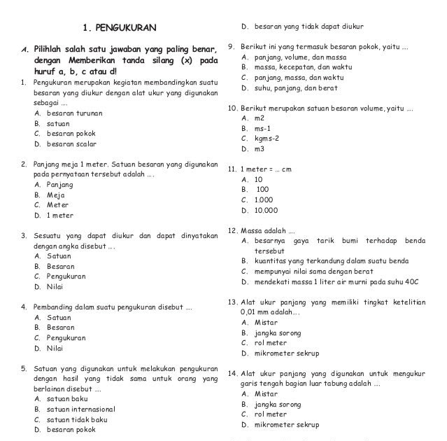 Latihan Soal Ipa Kelas 7 Semester 2 Dan Kunci Jawaban