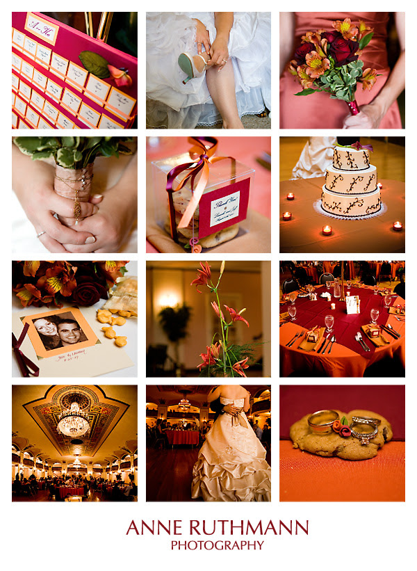 Burgundy Orange Real Wedding Details, Flowers, Decor