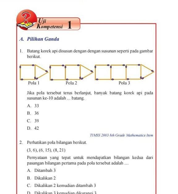 Contoh Soal Pola Bilangan Kelas 8 Kurikulum 2013