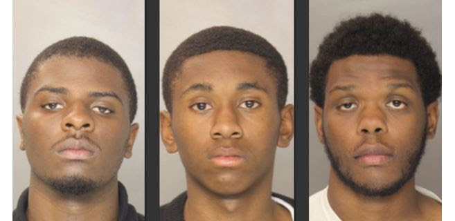 Three of the four robbery suspects, L to R: 17-year-old Jamani Ellison, 15-year-old Jyair Leonard and 17-year-old Derek Anderson. 