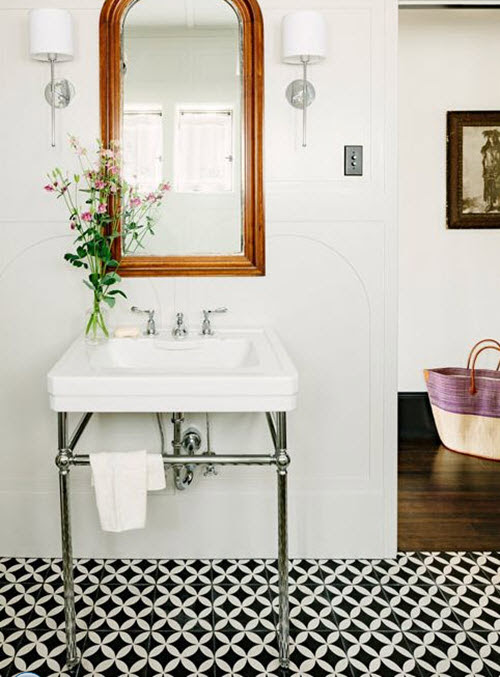 37 black and white mosaic bathroom floor tile ideas and ...