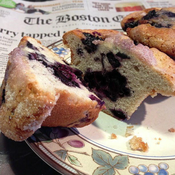 The Original Jordan Marsh Blueberry Muffins Sliced