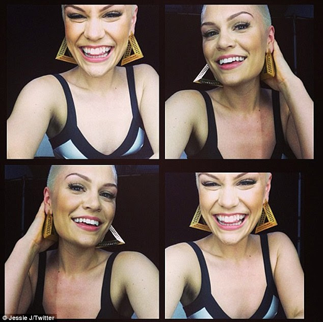 'Now I now why men need towels on stage': Wednesday night was Jessie's first performance with her newly shaved head