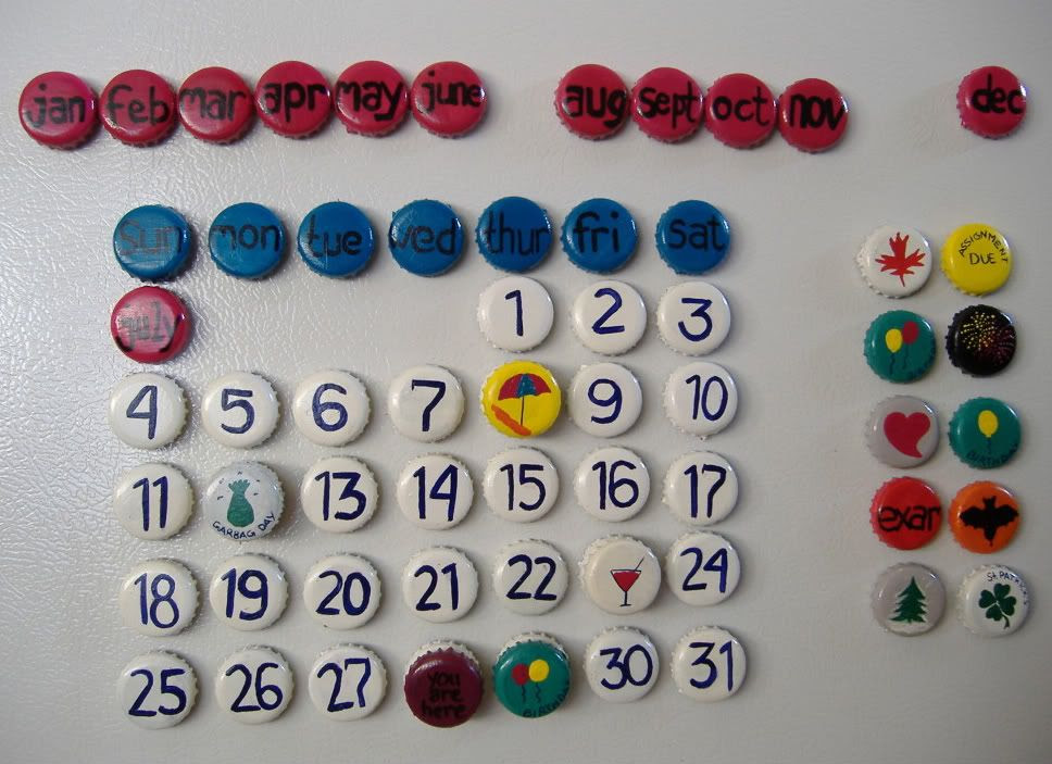 Endlessly Inspired DIY Bottle Cap Calendar