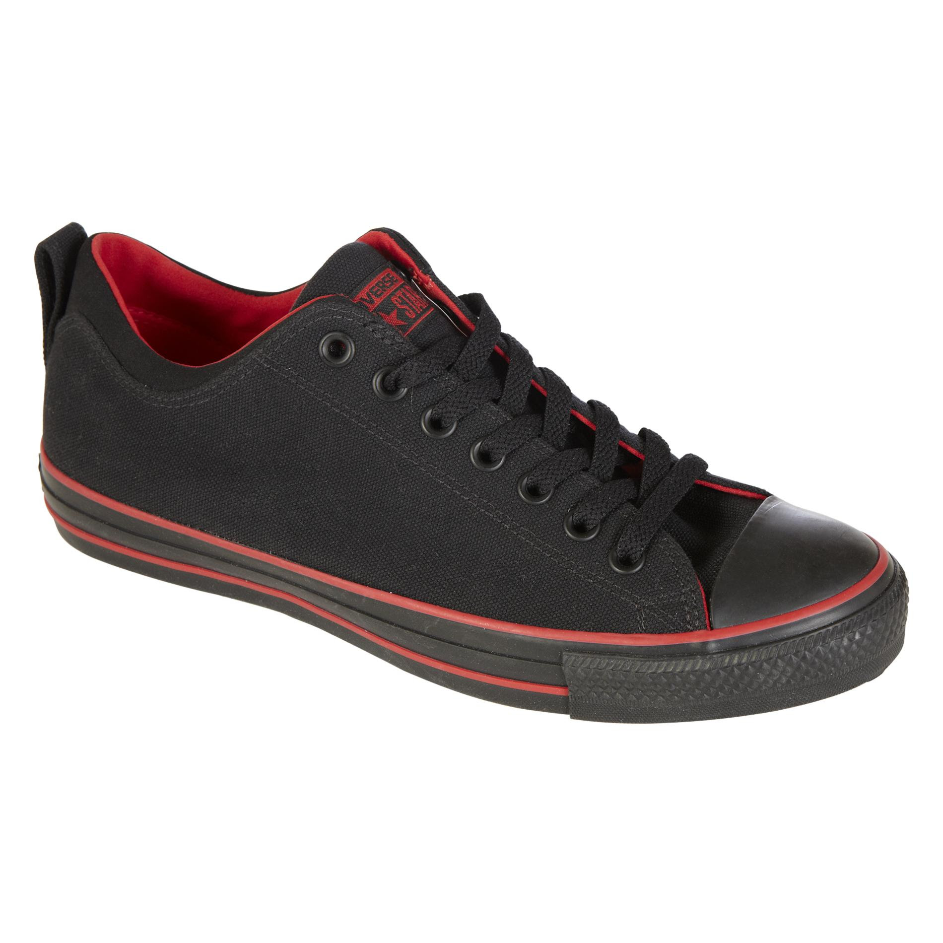 black converse with red laces