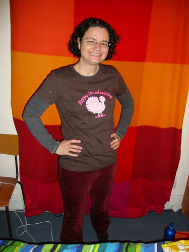 Me and my Happy Thanksgiving shirt, and superhero pants