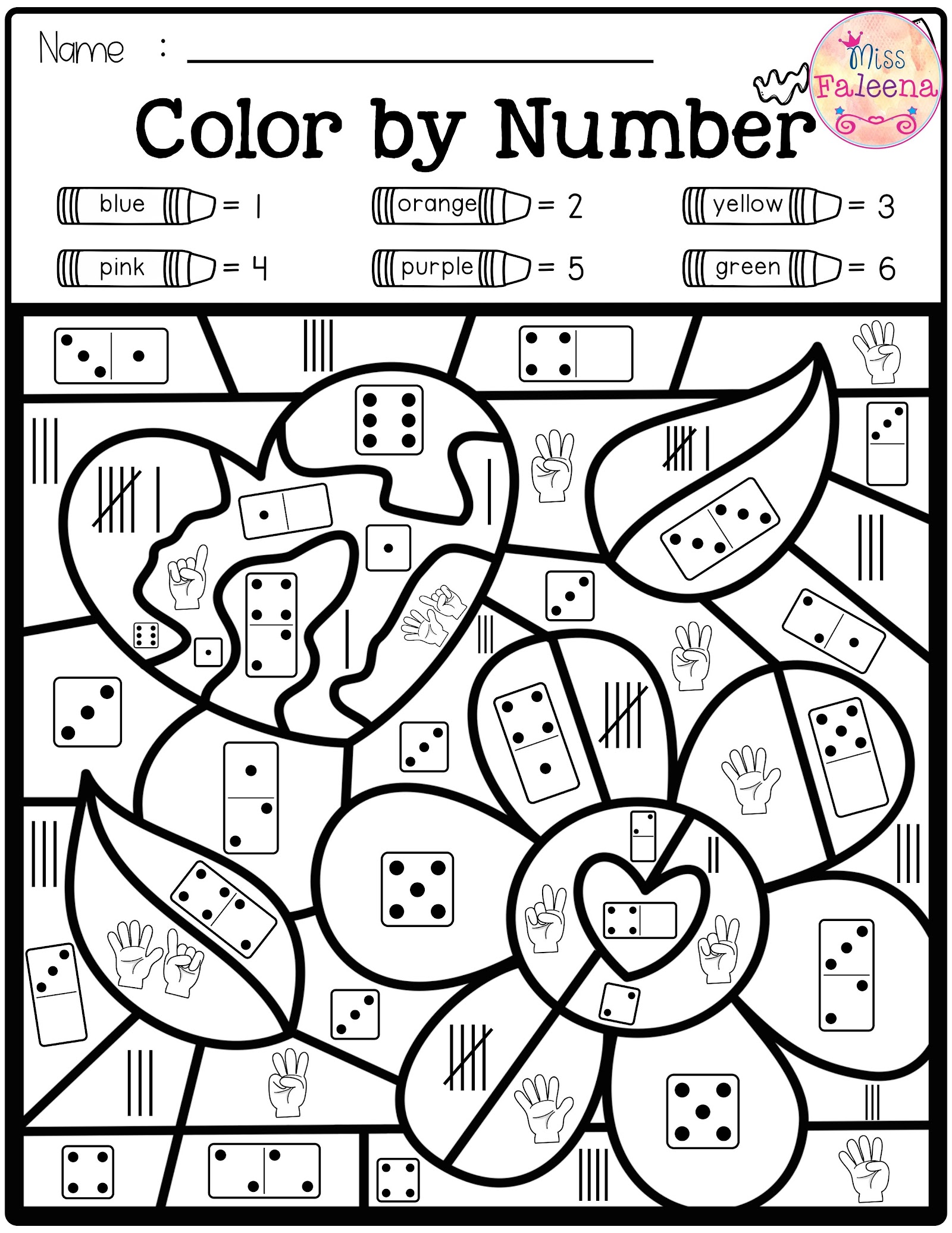 Printable Color By Number Math