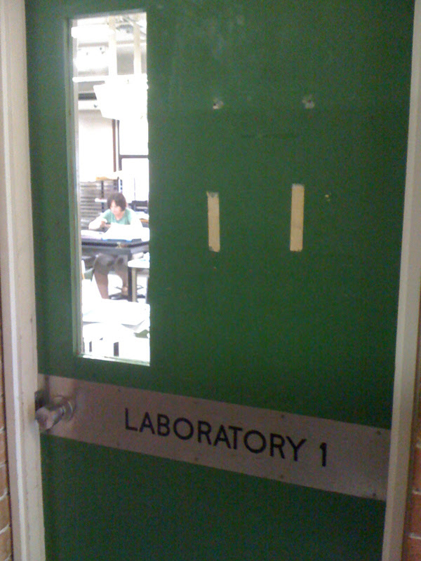 through the door