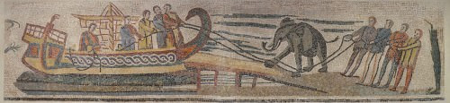 Roman Mosaic Showing the Transport of an Elephant