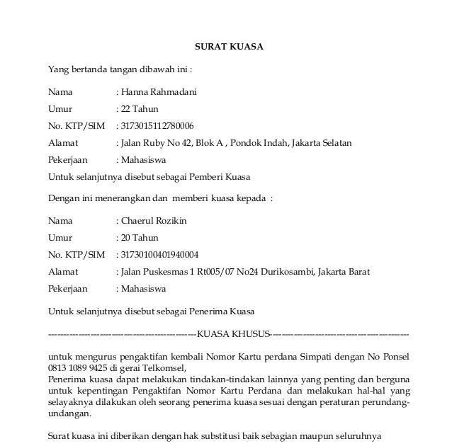 Contoh Surat Kuasa Refund Tiket Kereta