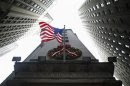 Flag is seen outside the New York Stock Exchange in New York