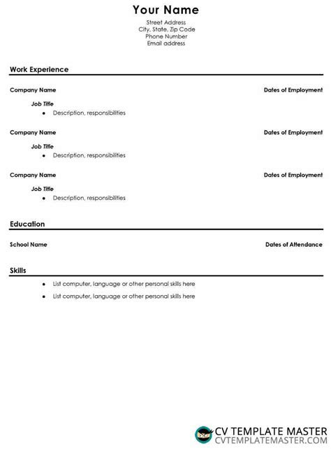 School Leaver Cv Template Pdf - PDF Template