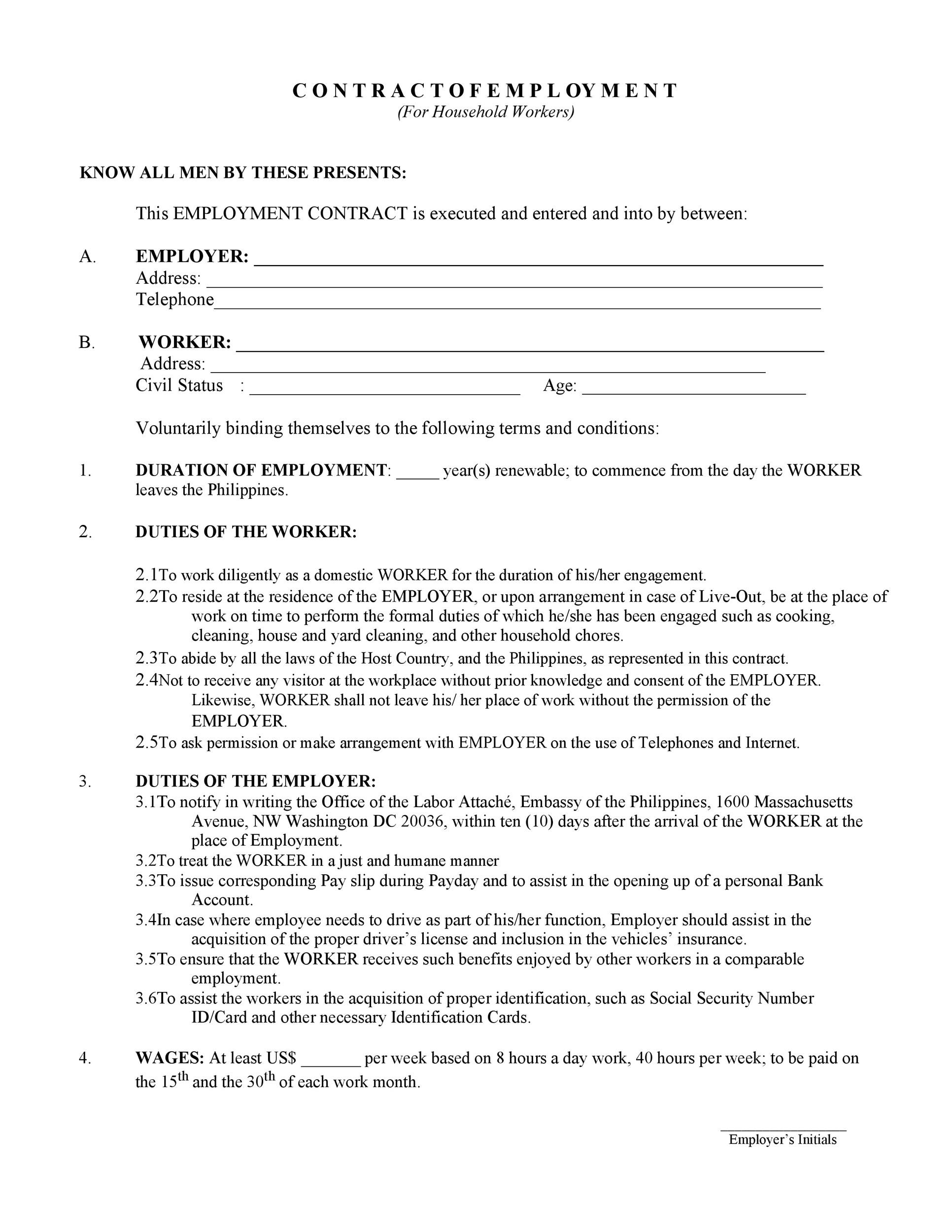 Contract Agreement Sample For Employee