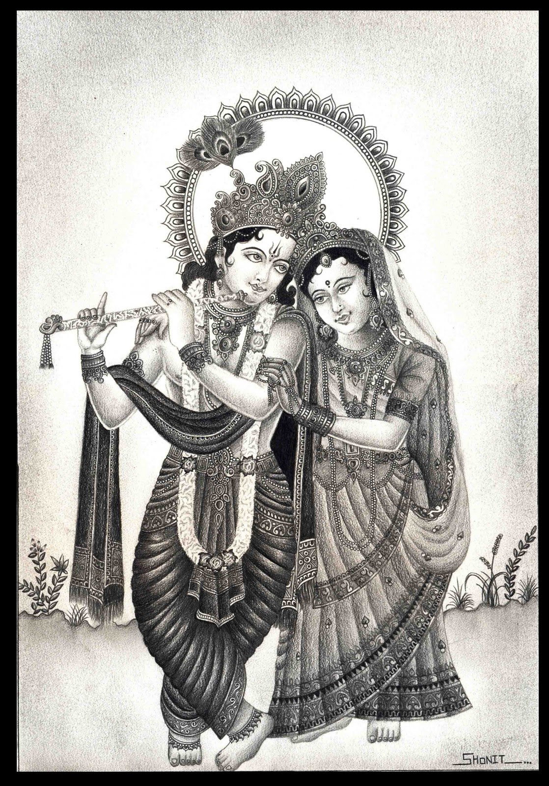 Pencil Drawing Krishna And Radha pencildrawing2019