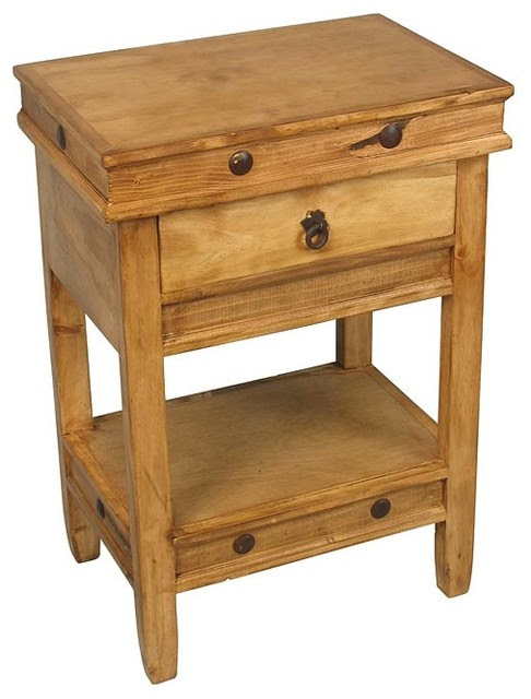Rustic Pine Side Table - traditional - nightstands and bedside