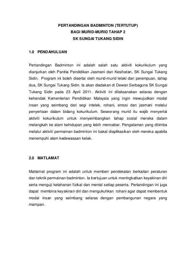 Contoh Laporan Pertandingan