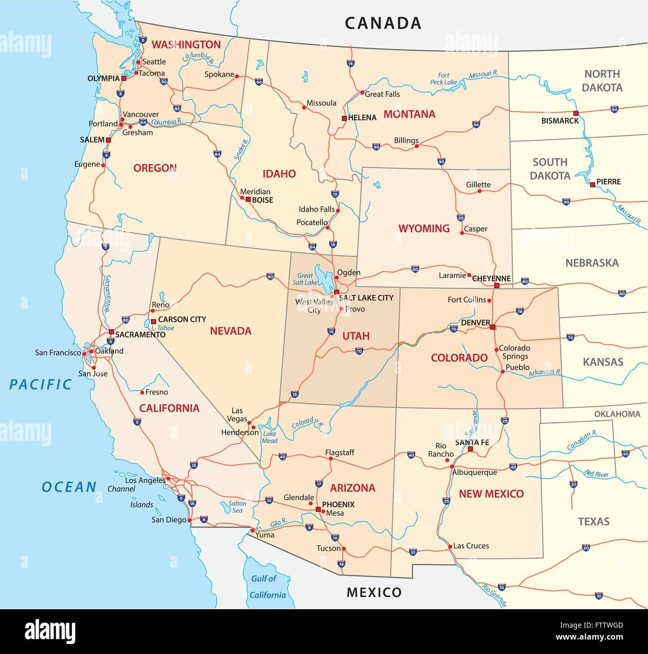 Western Usa Road Map