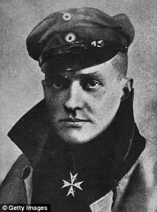 Pictured: German WWI pilot Manfred von Richthofen - the 'Red Baron'. He took down more British and other Allied planes than any other pilot in the war