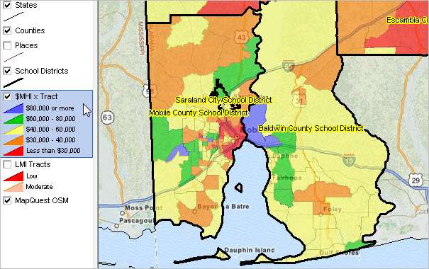 Mobile County Zip Code Map | Cities And Towns Map