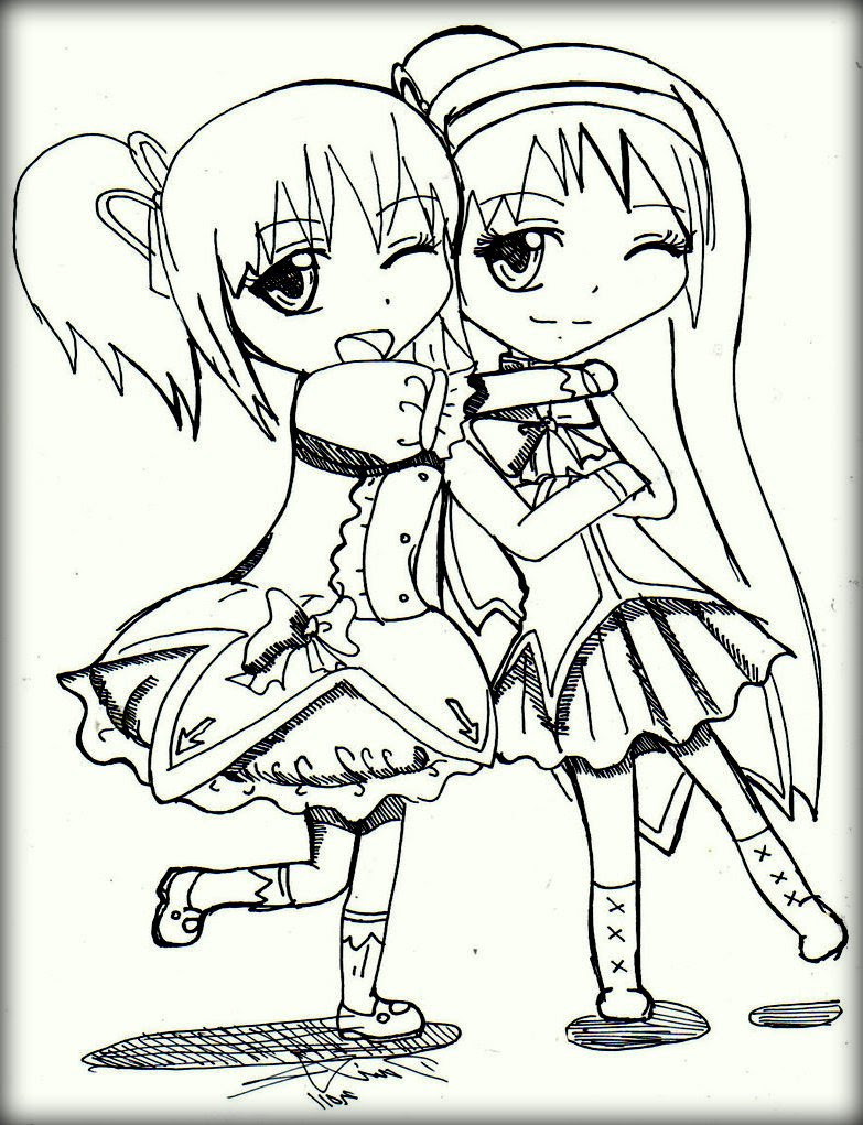 Anime Girls Best Friends Drawing