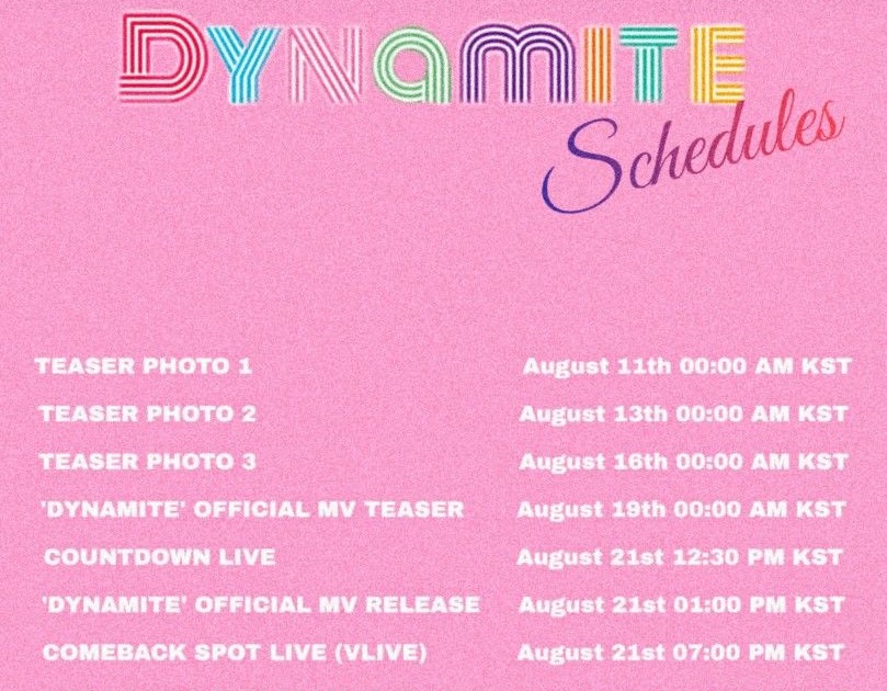Bts Dynamite Teaser Schedule - btsad