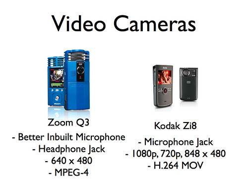 Video Cameras: Zoom Q3 and Kodak Zi8