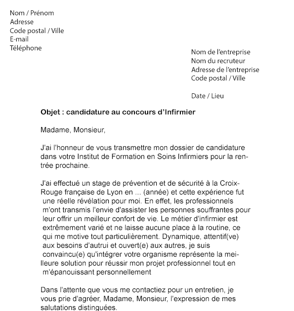 Exemple Lettre De Motivation Formation Infirmier