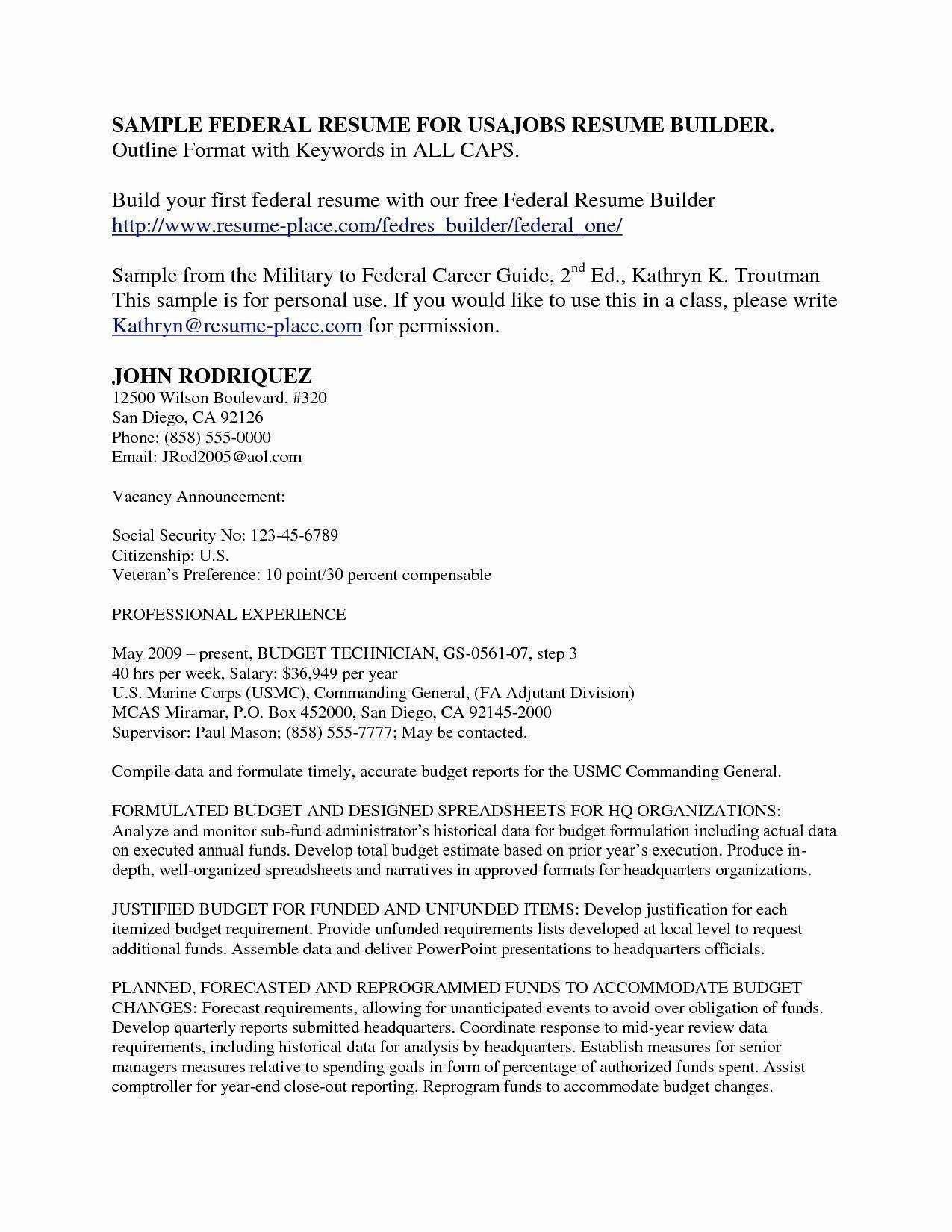 sample cover letter for federal resume