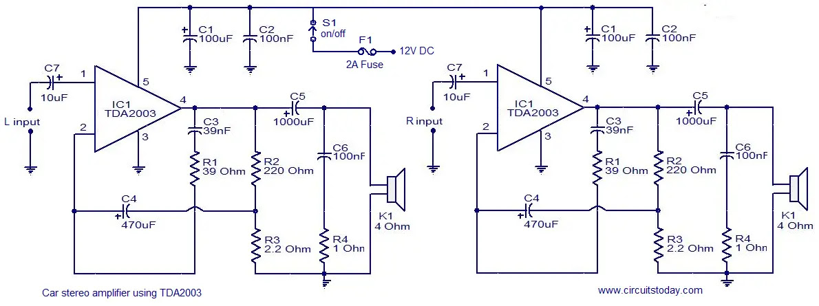 Car stereo amplifier circuit diagram