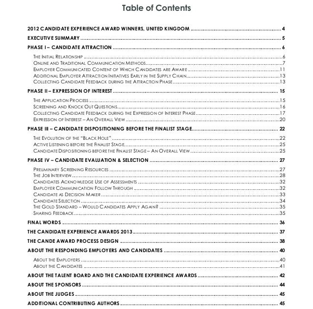 Apa Table Of Contents Research Paper - Table Of Contents Apa Format