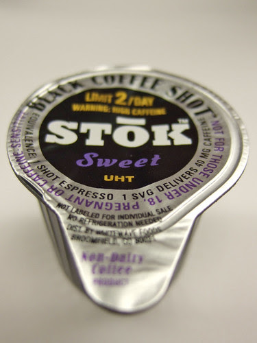 Stok Black Coffee Shot -- basically a caffeinated non-dairy coffee thing.