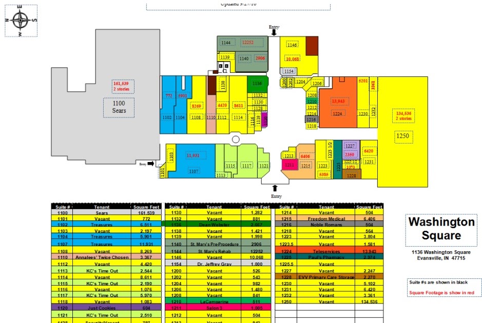 Washington Square Mall Map | Map Of The World