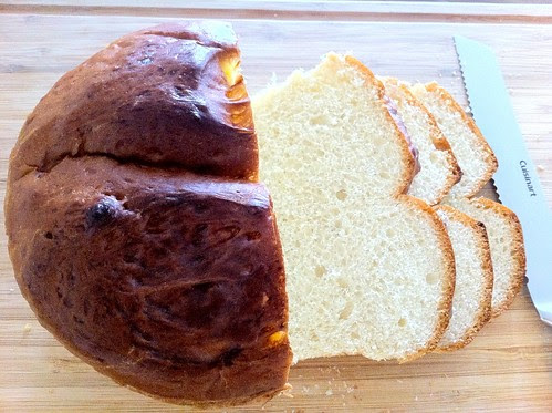 Homemade French Bread Boule, Sliced