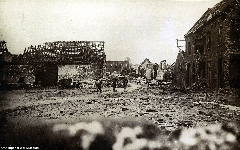 The remains of Loos: This image shows ruins in the church quarter of Loos on November 24. It was taken by the 15th Scottish Division on the Western Front in France in September 1915