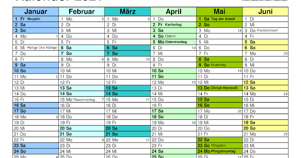 Jahresübersicht Urlaubsplaner 2021 Zum Ausdrucken Kostenlos